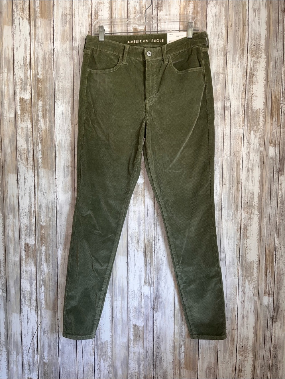NWT American Eagle Olive Green High Rise Corduroy Jegging Size 12 Long 31W - Picture 3 of 8